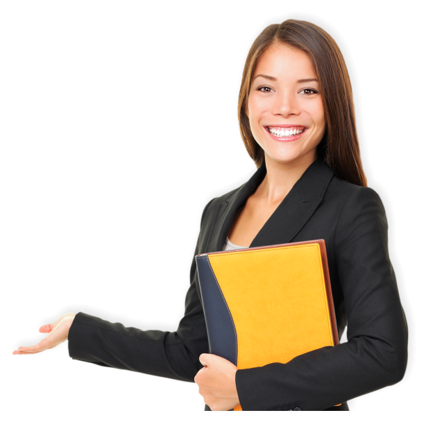 portrat of a woman holding folders