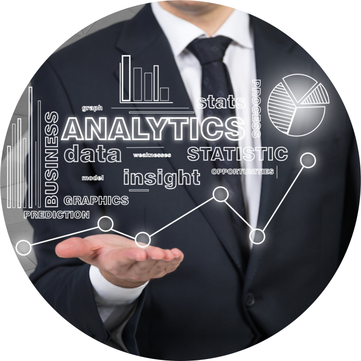 portrait of a man showing insights of data analytics